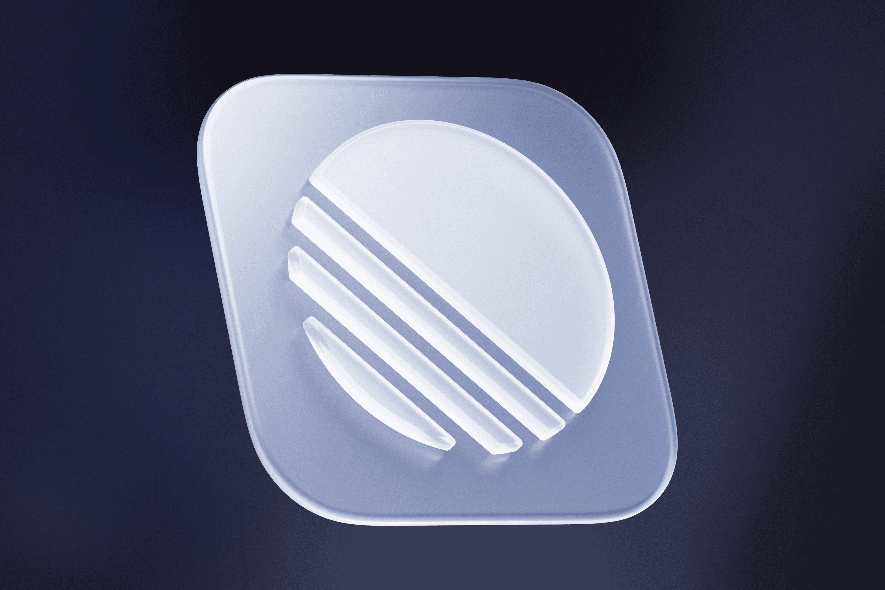 The Linear logo stylized in 3D glass